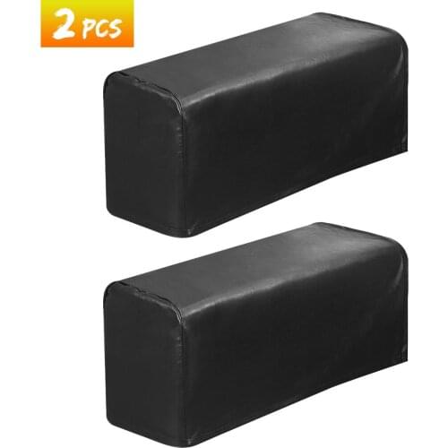 2 Set Of Black Elastic Sofa Cover PU Leather Armrest Protector Soft Fabric Durable Free Size Home Sofa Armrest Cover