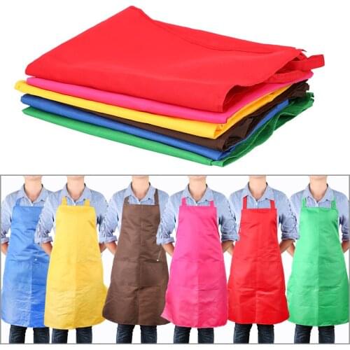 Pure Color Kitchen Apron For Home Restaurant Baking Dress Cooking Accessories Pinafore Household Cleaning Tools