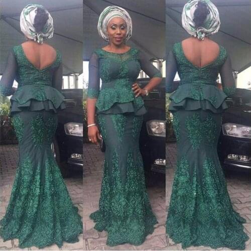 Emerald Green Evening Dress abendkleider Plus Size Evening Gowns Half Sleeves Beaded Custom Made 2021 vestido de festa abiye