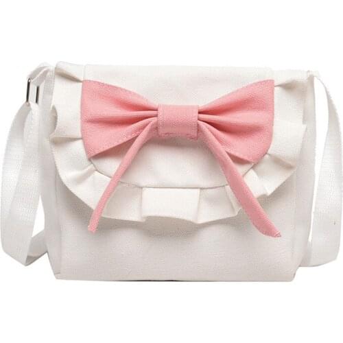 Hot sale Fashion Ladies Simple Handbag NEW Girls Cute Bow Decorate Canvas Shoulder Bag Casual Messenger Bags Crossbody Bags