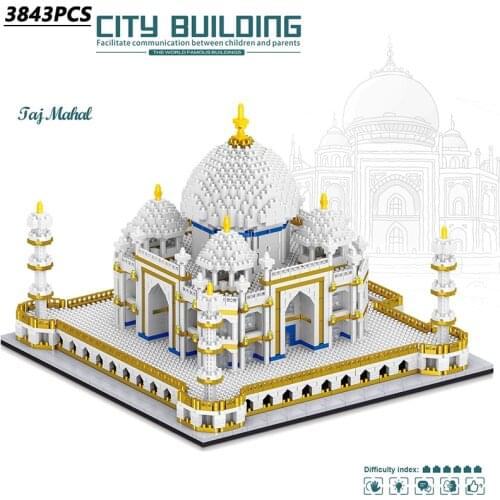 Creator Indian Taj Mahal Micro Architecture Palace Street View Model Mini Bricks Building Blocks Educational Kids Toys Boys Gift