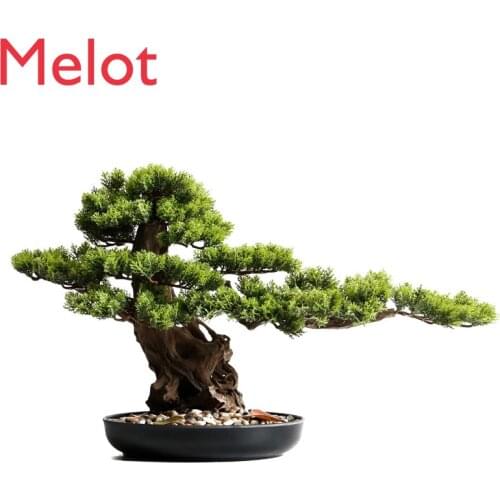 Simulation Beauty Pine Tree New Chinese Style Villa Living Room Entrance Office Desktop Welcome Pine Arhat Tree Bonsai Landscape