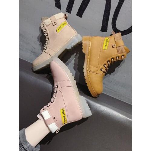 Handsome Martin Boots Cotton Shoes Children Winter Plus Velvet Warm 2019 New Students Wild England Wind Autumn And Winter Shoes