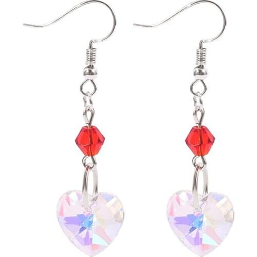 Heart Shape Fashion Earrings For Women 2021 Silver Plated Earrings Red Crystal Earring for Birthday Gift for Women