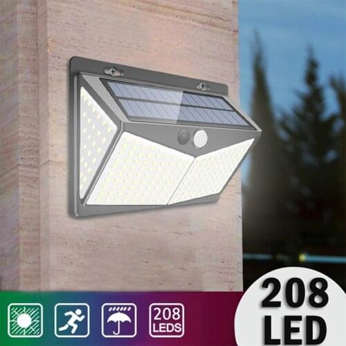 Wall Light 208 LED Security Durable Outdoor Solar Light Sensor Light IP65 8W Waterproof Street Lamp Walkway Lights