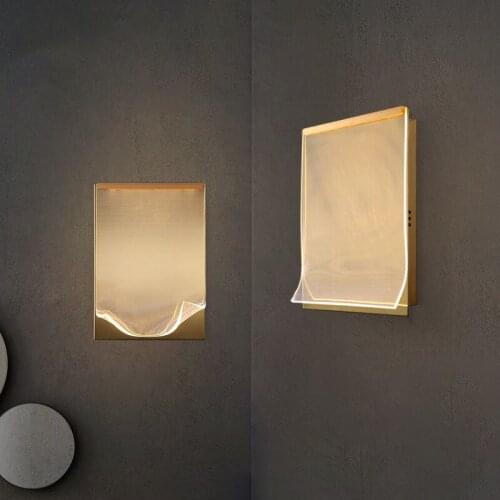 Nordic Decor Acrylic Led Wall Lamp Modern Design Wall Lamps for Home Golden Wall Sconce Lamps Bedroom Bedside Kitchen Wall Light