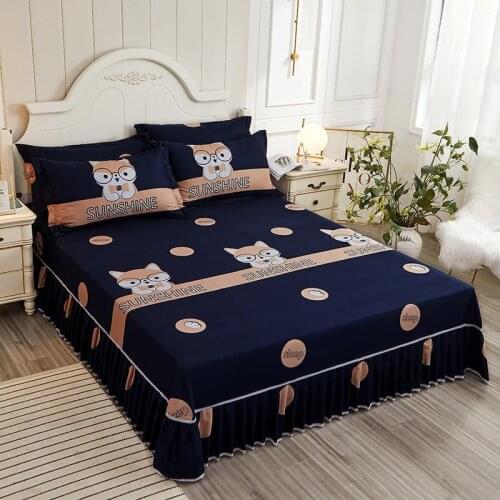 2020 new products Thickened twill sanding Bed cover Fitted Sheet Pillowcases 2/3 pcs printing lace Bedding