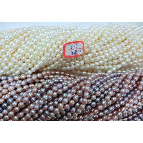 Charming New Fashion Hot sale 6-7mm Freshwater Pearls Rice shape 15Inch Jewelry Design Wholesale and retail