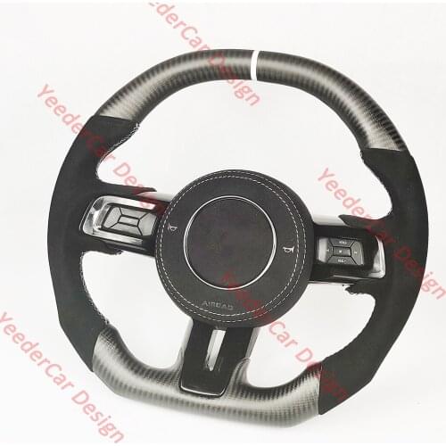 Carbon Fiber Steering Wheel Perforated Leather for Ford Mustang 2015-2021