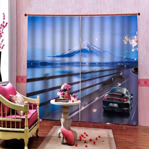 Custom any size Modern Snow mountain seaside scenery Curtain Car For Living room Bedroom Blackout Drapes Home Decor Sets