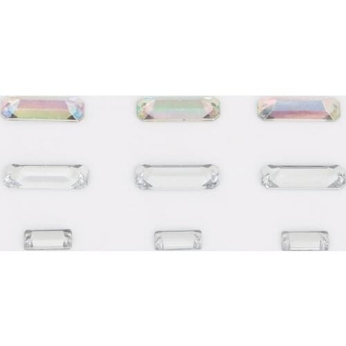 5X10mm/6x18mm Crystal Clear AB Acrylic Sew On Rhinestone Rectangle Flatback Loose Rhinestone For Clothes Craft Decoration