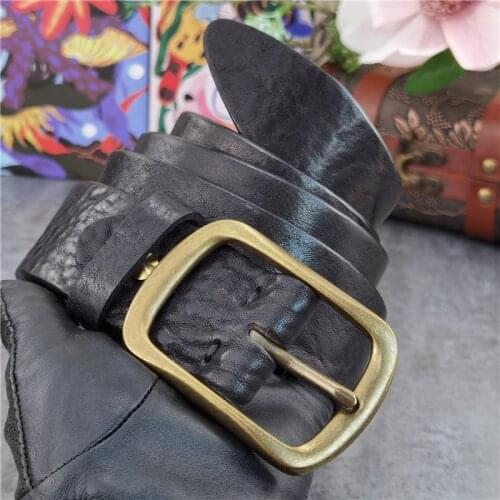 Retro Brass Belt Buckle Super Thick Leather Belt Men Ceinture Cowboy Jeans Mens Belt Ceinture Homme Waist Belt For Men MBT0540
