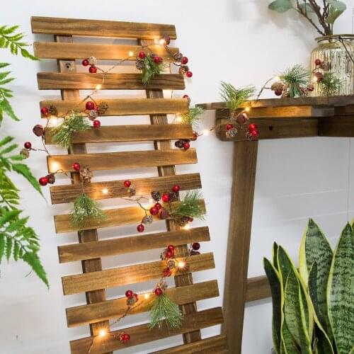 Red Berry Christmas Garland Lights LED Copper Fairy lights Pinecone string Lights for Holiday Party Tree Party Home Decoration