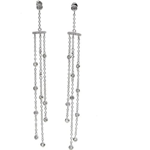 Wedding engagement fashion women jewelry 100% 925 sterling siliver high quality long tassel chain statement earrings