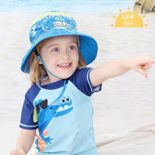 Sun Hat Boy Girl Summer Beach Wide Brim With Neck Protection String Upf50 Outdoor Accessory For Kids Swimming