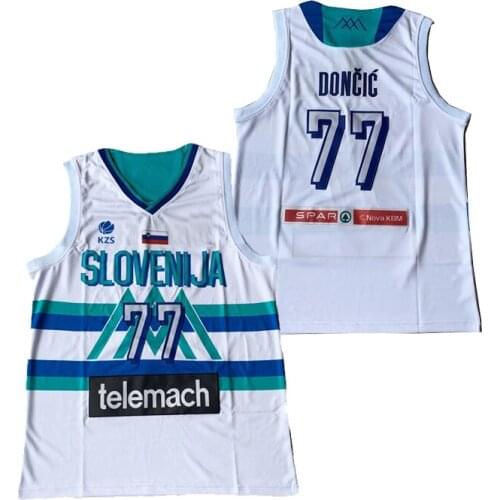 BG basketball jerseys SLOVENIJA 77 Doncic jersey Embroidery sewing Outdoor sportswear Hip-hop white jersey 2021