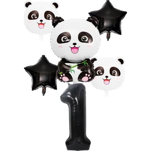 Cartoon Panda Birthday Animal Foil Balloons Dot Latex Balloon Baby Shower Children Kids Birthday Supplies Party Decoration