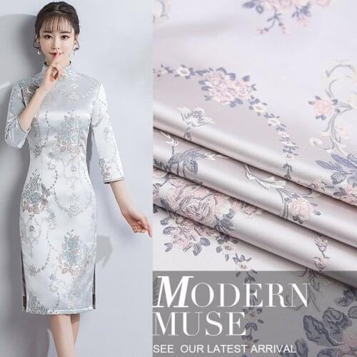 145cm high-grade jacquard fashion fabric rose jacquard dress fabric classical cheongsam jacquard fabric wholesale cloth