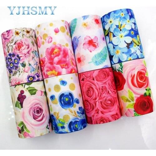 YJHSMY,I-18428-34,75 mm 5 Yards spring flowers Ribbons Thermal transfer Printed grosgrain Wedding Accessories DIY material