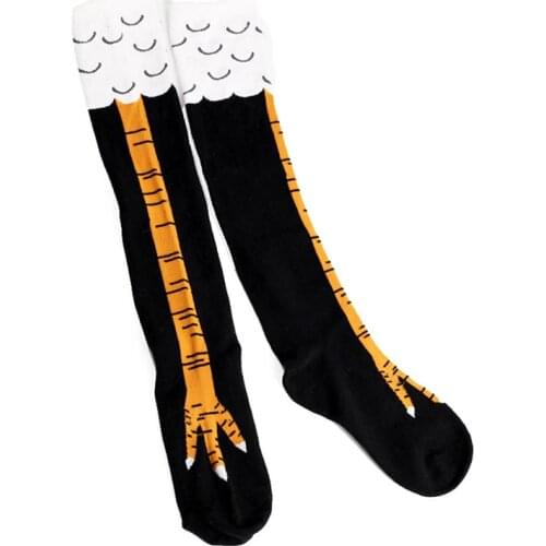 1Pair Creative Chicken Women Over the Knee Socks Cartoon Cotton Chicken Claw Ladies 3D Print Funny Animal High Socks
