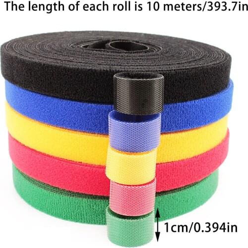 10Meter/Roll 10mm Color Self Adhesive Fastener Tape Reusable Strong Hooks Loops Cable Tie Magic Tape DIY Accessories