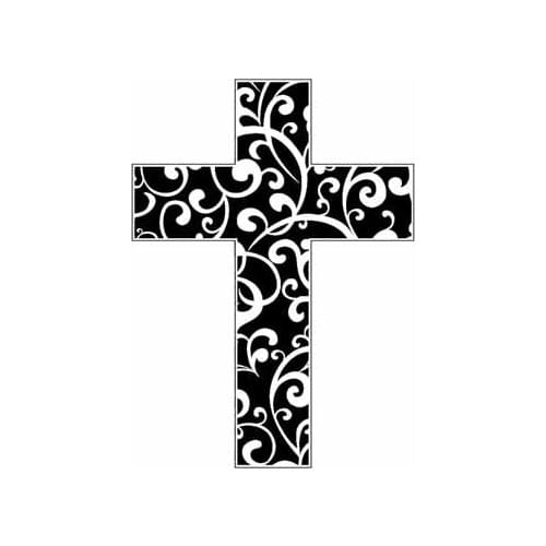12.9CM*17.8CM Cross Christianity Jesus Vinyl Car Motorcycle Sticker Decals Black/Silver C13-000200