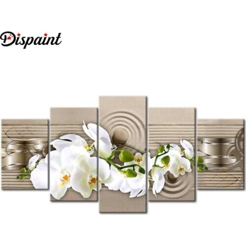 Dispaint 5pcs Full Square/Round Drill 5D DIY Diamond Painting "Flower orchid" Multi-picture Combination Embroidery 5D Decor