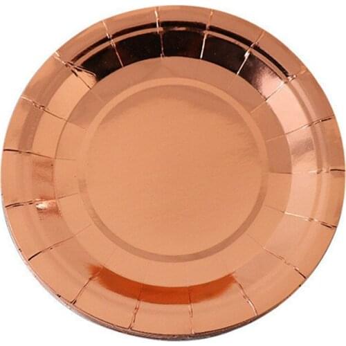 8pcs/Bag Birthday Party Disposable Tableware Plate Gilding Rose Gold Plate Party Decor Kid Baby Party Supplies