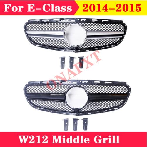 Auto Styling Middle Grille For Mercedes-Benz E-Class W212 2014-2015 AMG Style ABS Front Bumper Vertical Bar Center Grill