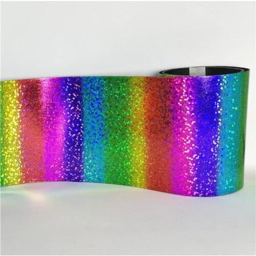 Free shipping 3inch 75mm rainbow hologram foil laser printed grosgrain ribbon webbing 50yards/roll for headband hair bows