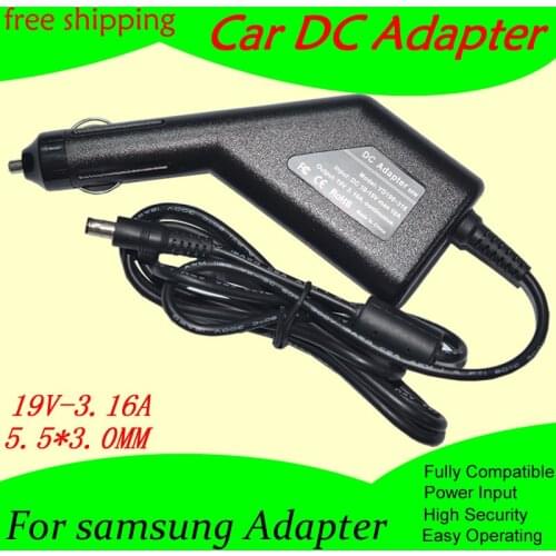 Free shipping High quality DC Power Car Adapter Charger 19V 3.16A For Samsung 5.5*3.0MM 60W Laptop Input DC11-15V max 10A