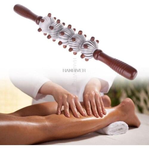 1PCS Wood Massage Stick Roller Massager tool Reflexology Hand Foot Therapy full