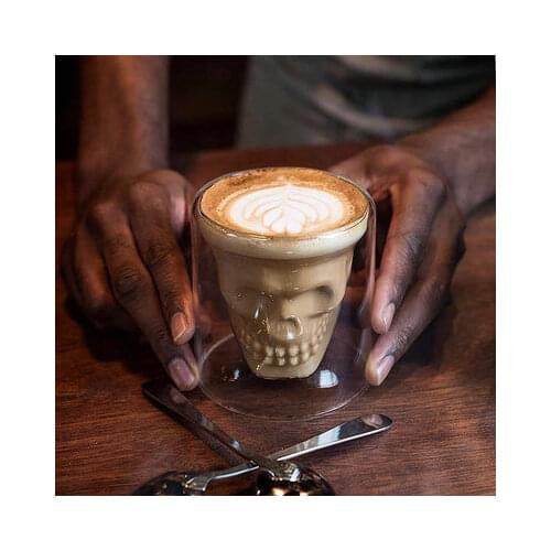 Double-layered Transparent Skull Head Coffee Mug Crystal Glass Cup Bar Club Whiskey Wine Vodka and Beer Wine Glass