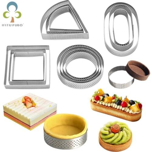 3pcs Circular Tart Ring French Dessert Stainless Steel Perforation Fruit Pie Quiche Cake Mousse Mold Kitchen Baking Mould ZXH