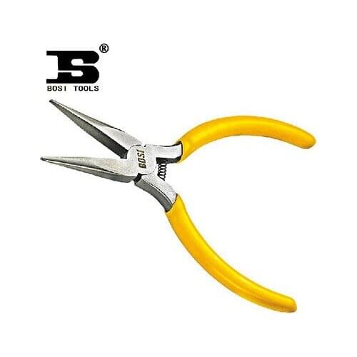 Bosi Tool 5-Inch Yellow Plastic Handle Mini Long Nose Plier without Teeth