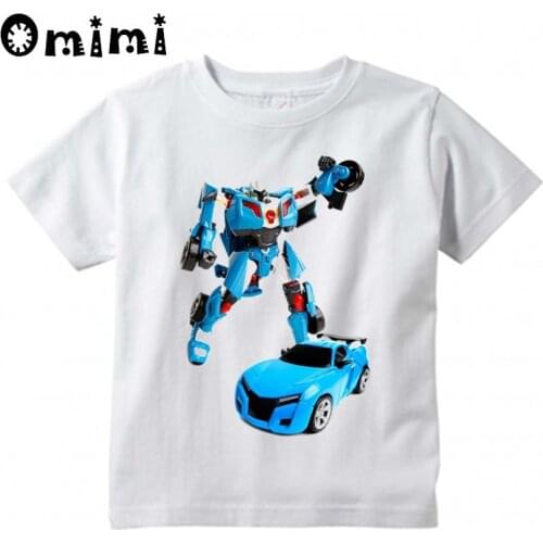 Boys and Girls Tobot Printed T Shirt Children Casual Funny Short Sleeve Tops Kids Toddler Great White T-Shirt