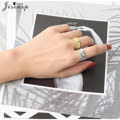 Jisensp Fashion Creative Tree Pattern Rugged Big Width Rings Personality Geometric Opening Ring for Women Bohemian Jewelry Gift