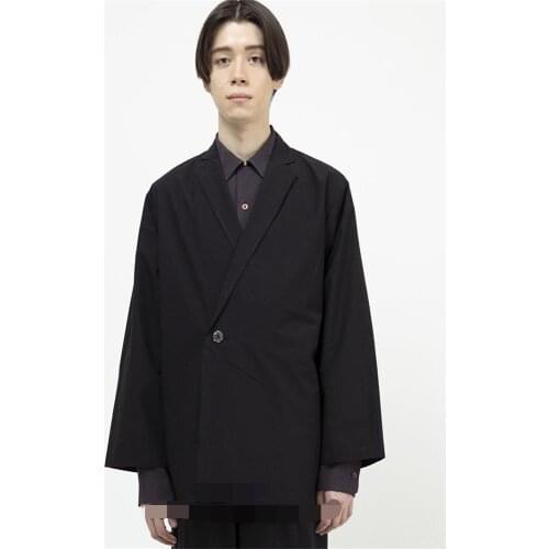 Mens new singer stage style classic dark short mens loose double breasted casual large size kimono coat