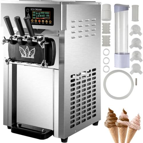 Commercial Soft Serve Ice Cream Machine 3 Flavors 18L/H Ice Cream Maker