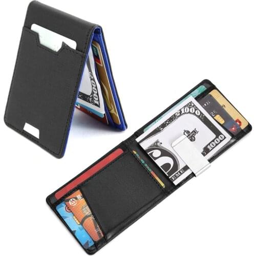 Fashion Mens Money Clip Wallet Credit Card Case ID Cash Holder Thin Coin Pocket Purse For Women Portable Bifold Male Clutch Bag