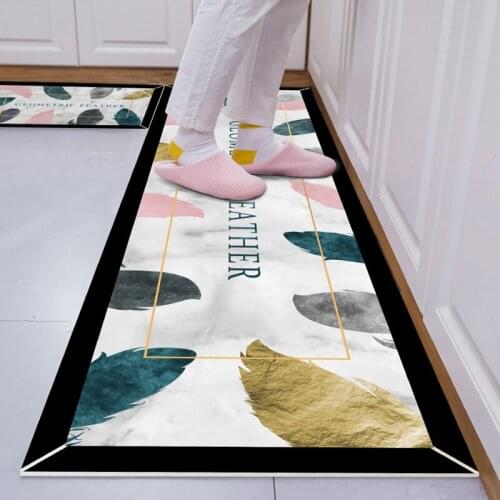 PVC Leather Carpet Nordic Kitchen Mats Anti Slip Oil-proof Door Mat Waterproof Bath Mat For Home Kitchen Bathroom Long Rug