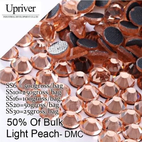 Bulk Packing Shiny Stones Flatback Best Quality SS6 SS10 SS16 SS20 SS30 LT.Peach Hotfix Rhinestones