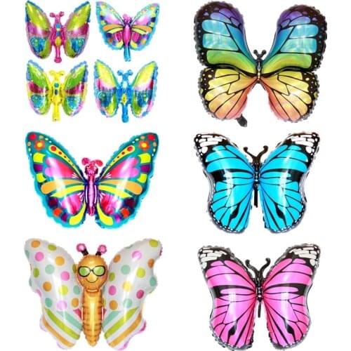 Flying Fairy Color Wings Girl Dress Up Happy Birthday Gift Cartoon Butterfly Foil Balloon