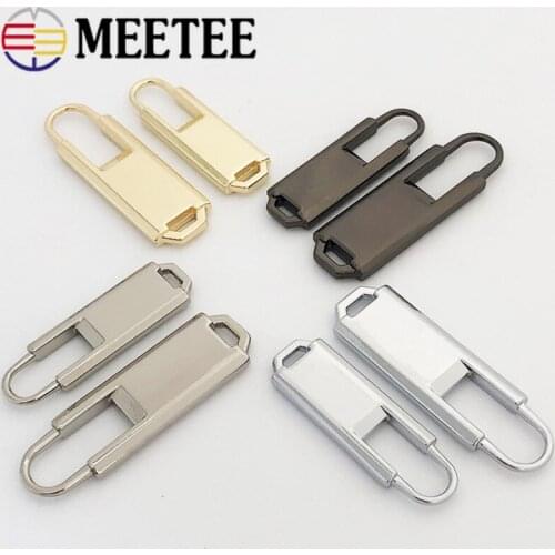 Meetee 10pcs 11X35mm/13X42mm Metal Zippers Puller for 5# 8# Zips DIY Bag Service Zipper Sliders Head Pull Hook Pendant Buckle