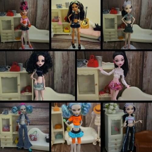 Fashion Dolls Clothes Set for Monster High Doll Top Shirt Dress Pants Trousers Skirt For Bratz Outfits DIY 1/6 Accessories Toys