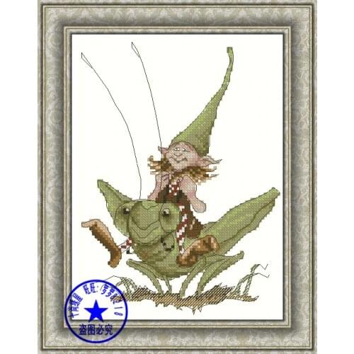 Top Quality Beautiful Lovely Counted Cross Stitch Kit Grasshopper Fairy Angel Insect