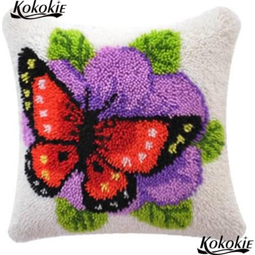 3d latch hook rug kits flowers butterfly counted cross stitch kits for embroidery carpet diy cushion Patchwork Pillowcase