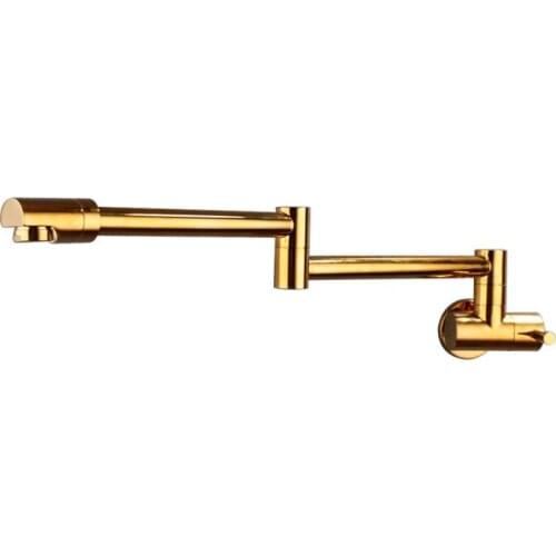Kitchen Sink Faucet Wall Mounted Pot Filler Tap Brass Kitchen Faucet Single Cold Sink Tap Rotation Folding Spout Gold/Chrome