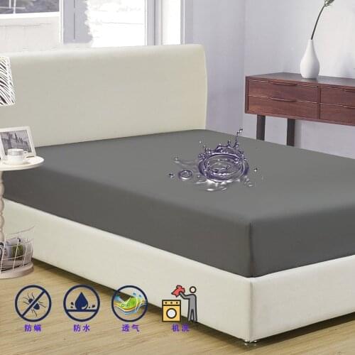 Solid Waterproof Fitted Sheet King Queen Full Twin Single Size Mattress Cover With All-Around Elastic Rubber Band Bed Sheet