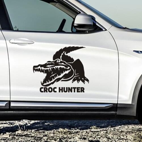 Hunt Croc Decal Hunting Crocodile Club Sticker Hollow Sticker Hunter Car Window Vinyl Decal Funny Poster Motorcycle